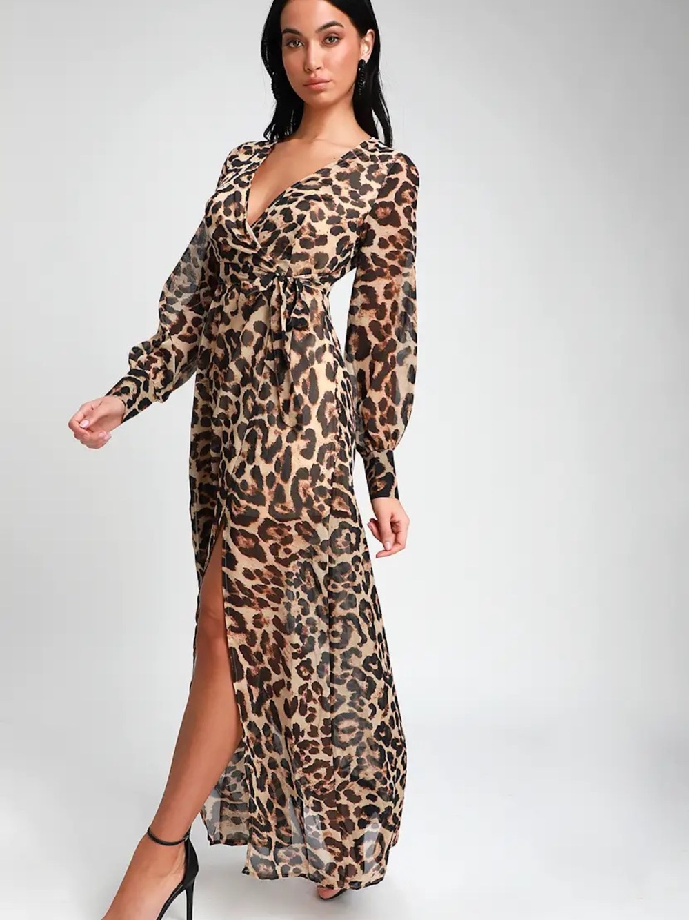 Lulu's Leopard Print Maxi Dress in Beige and Black